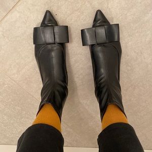 Zara Black Flats with Bow Detail